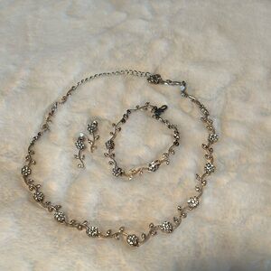 Floral Garland Necklace, Bracelet, Drop Earrings